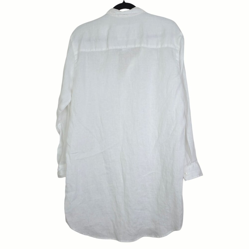 Frank & Eileen Mary Linen Mini Dress White Classic Italian Shirtdress Size S - Picture 7 of 9